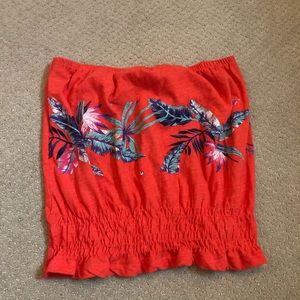 Red floral tube top